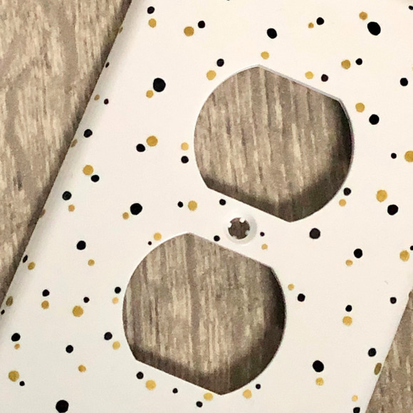 Wall outlet covers with black and gold design handmade 2 piece set - Picture 6 of 6